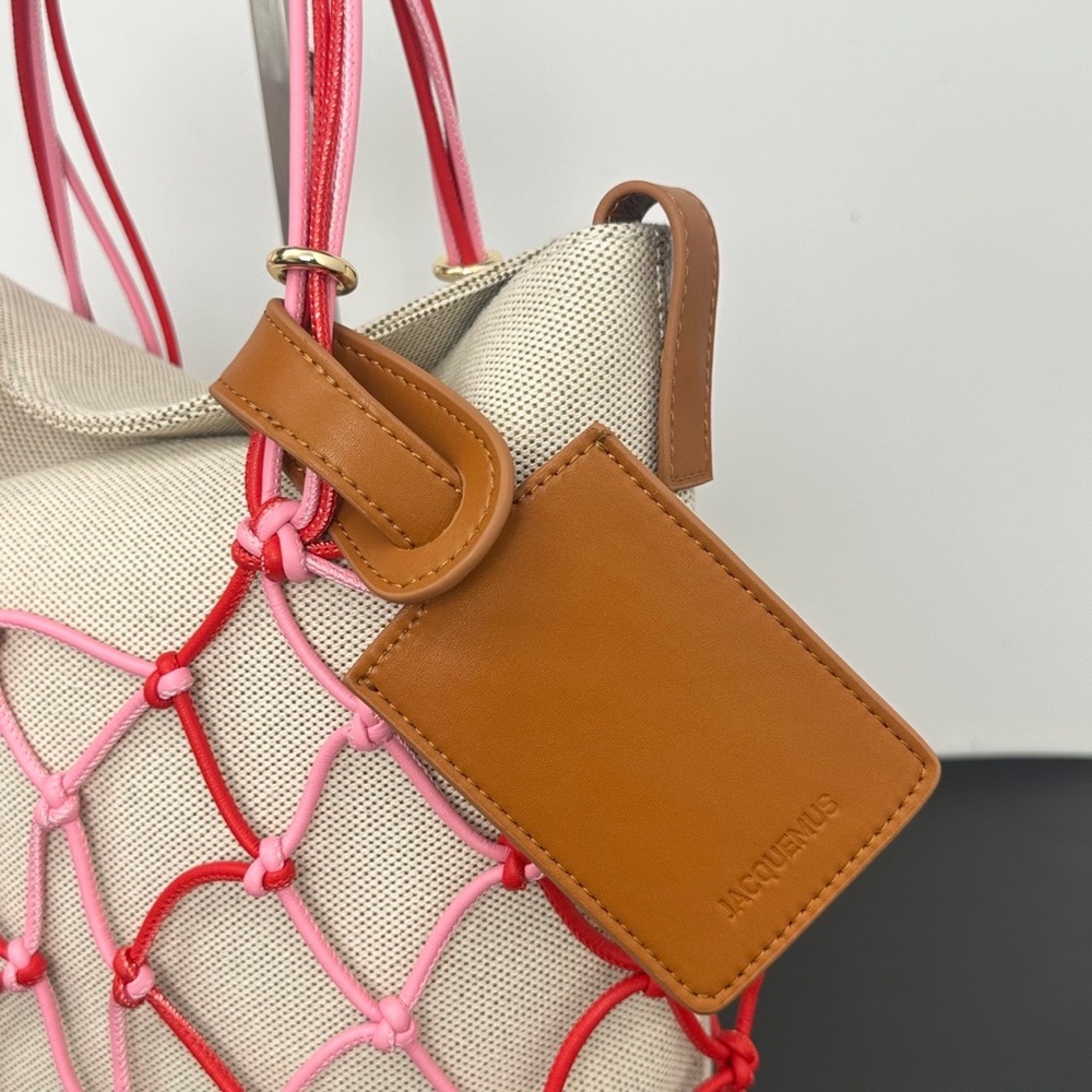 Jacquemus Beige Canvas Tote with Pink & Red Rope Netting - Picture 4 of 9